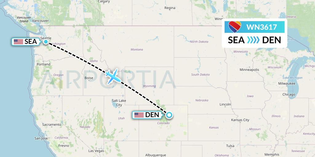 WN3617 Southwest Airlines Flight Map: Seattle to Denver
