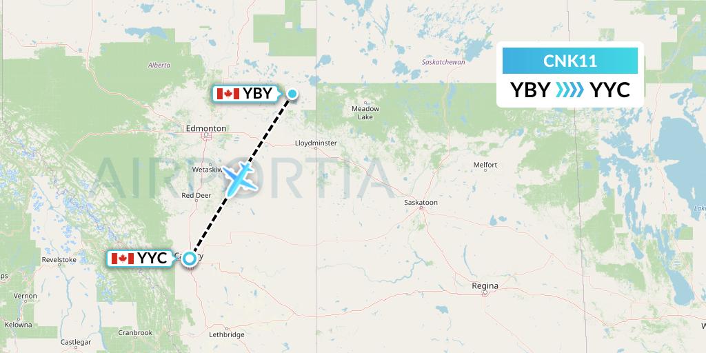 CNK11 Sunwest Aviation Flight Map: Bonnyville to Calgary
