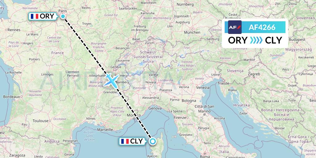 AF4266 Air France Flight Map: Paris to Calvi
