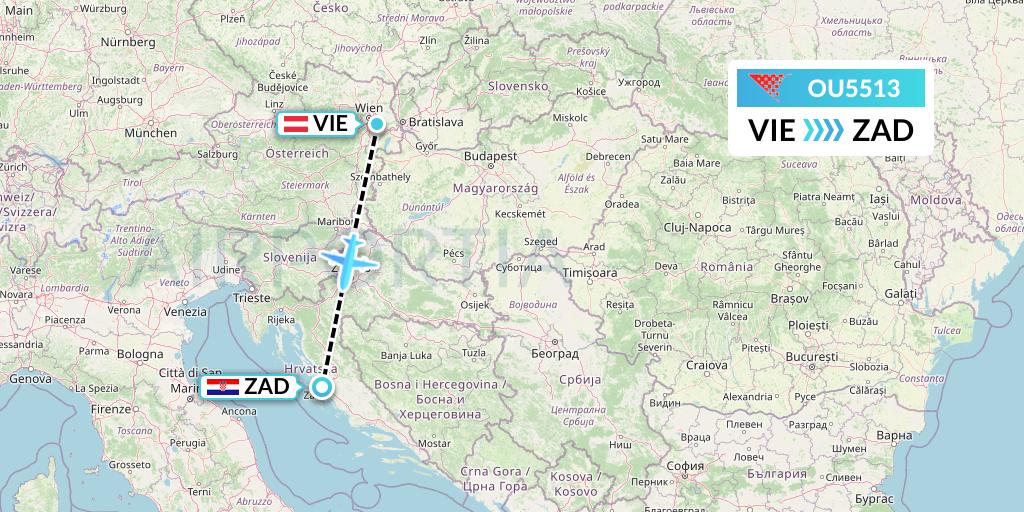 OU5513 Croatia Airlines Flight Map: Vienna to Zadar