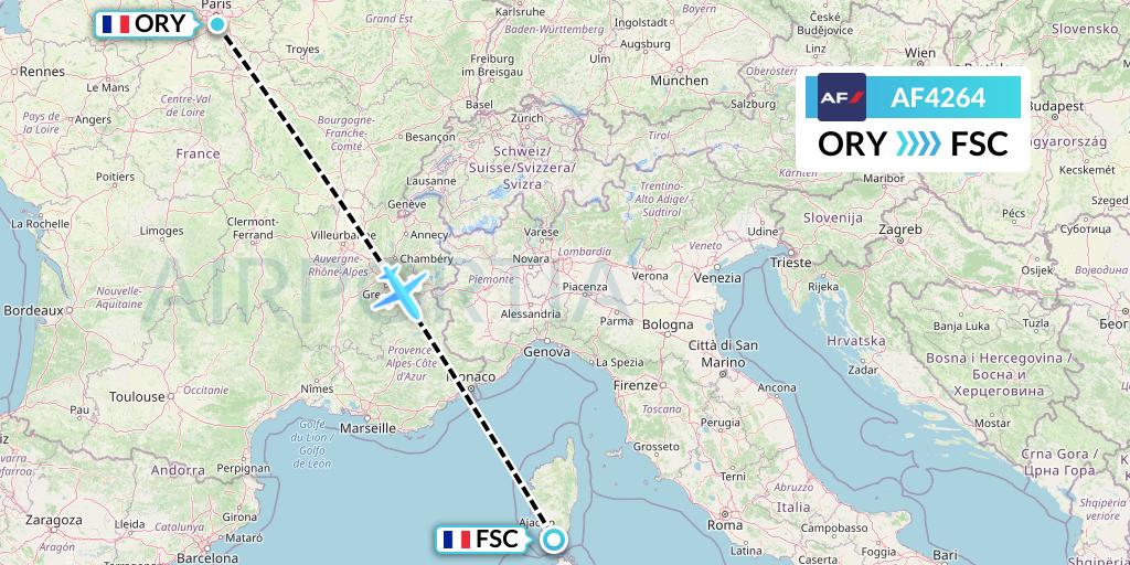 AF4264 Air France Flight Map: Paris to Figari