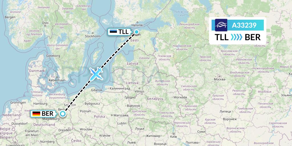 A33239 Aegean Airlines Flight Map: Tallinn to Berlin