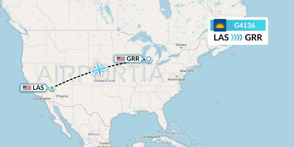 G4136 Allegiant Air Flight Map: Las Vegas to Grand Rapids