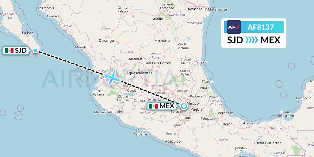 AF8137 Air France Flight Map: San Jose del Cabo to Mexico City