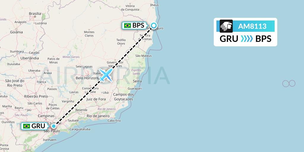 AM8113 Aeromexico Flight Map: Sao Paulo to Porto Seguro