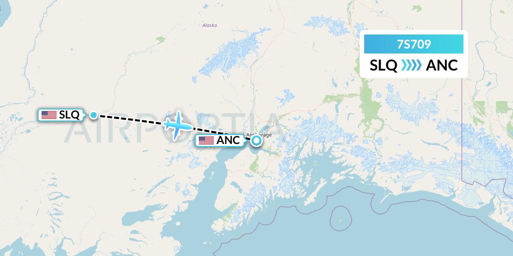 7S709 Ryan Air (USA) Flight Map: Sleetmute to Anchorage