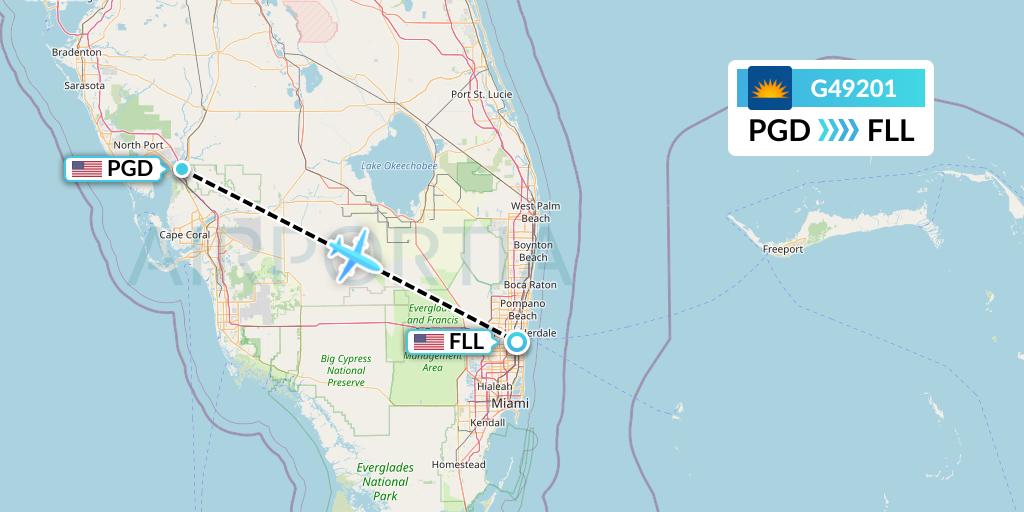 G49201 Allegiant Air Flight Map: Punta Gorda to Fort Lauderdale