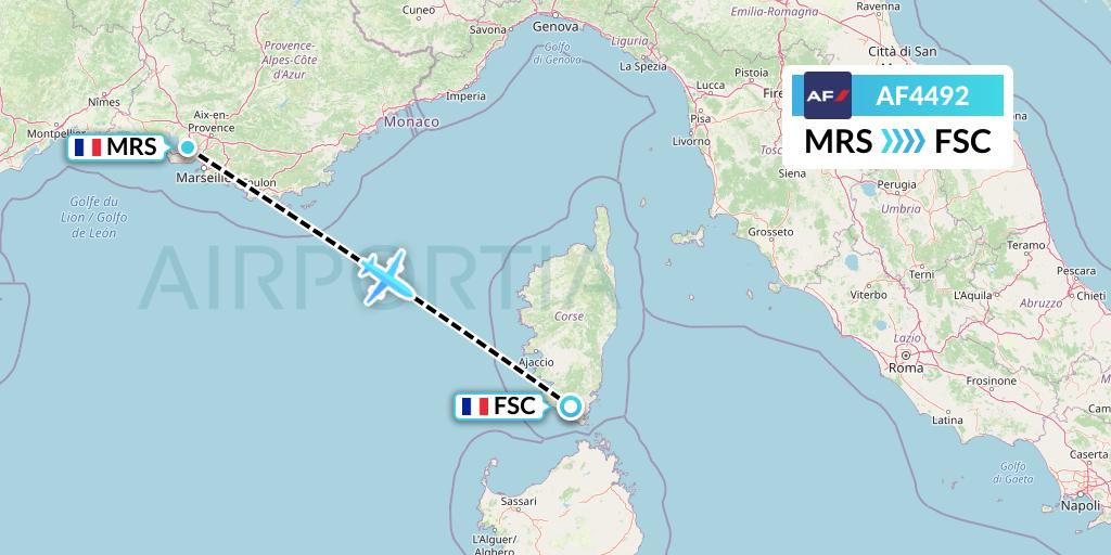 AF4492 Air France Flight Map: Marseille to Figari