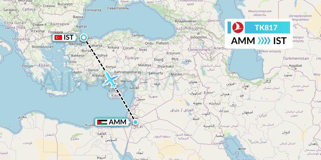 TK817 Flight Status Turkish Airlines Amman to Istanbul (THY817)