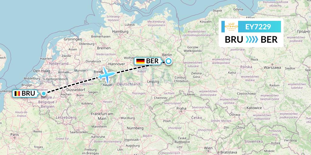 EY7229 Etihad Airways Flight Map: Brussels to Berlin