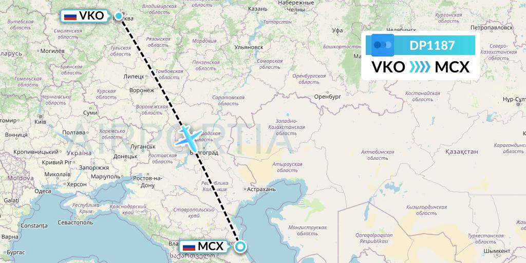 DP1187 Pobeda Flight Map: Moscow to Makhachkala