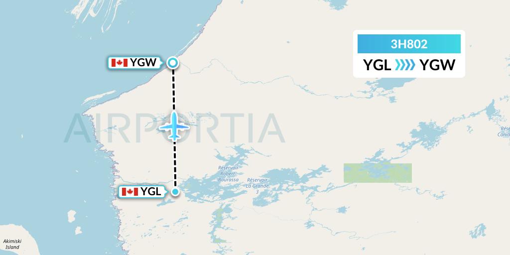 3H802 Air Inuit Flight Map: La Grande Riviere to Kuujjuarapik