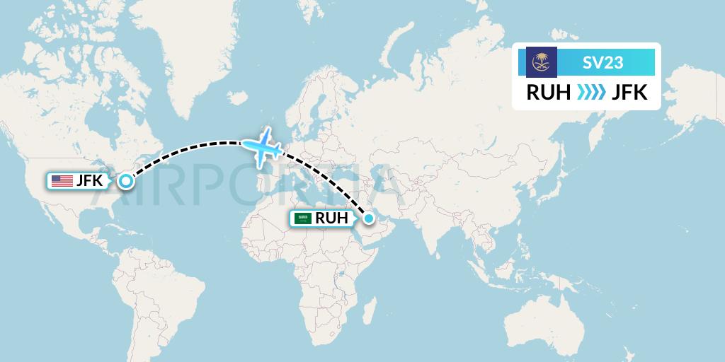 SV23 Flight Status Saudi Arabian Airlines Riyadh to New York (SVA23)