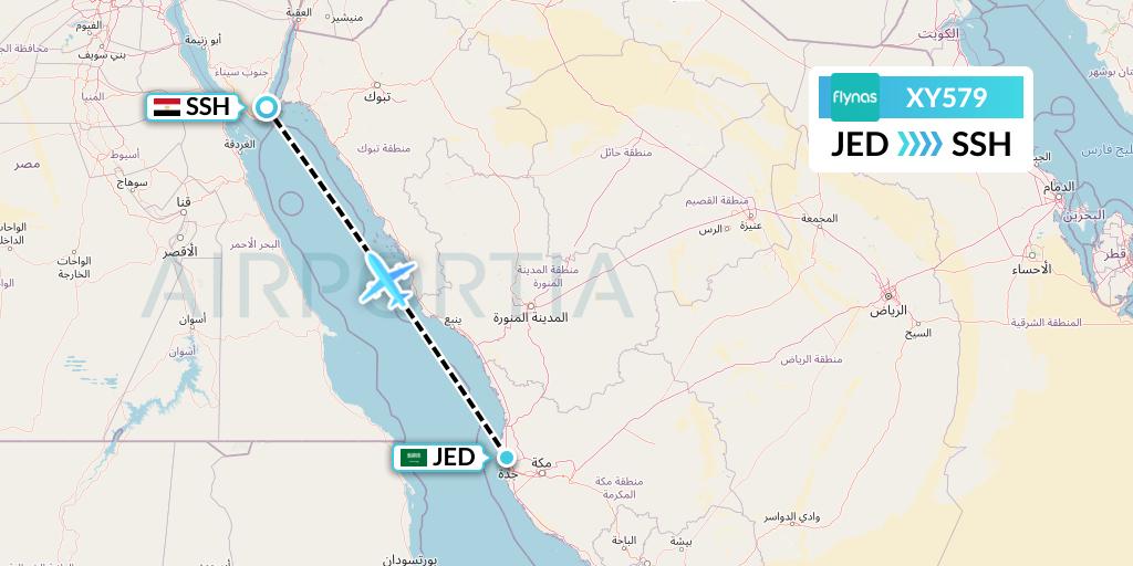 XY579 Flynas Flight Map: Jeddah to Sharm el-Sheikh