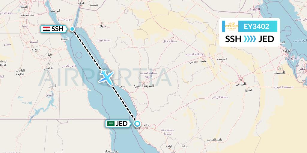 EY3402 Etihad Airways Flight Map: Sharm el-Sheikh to Jeddah