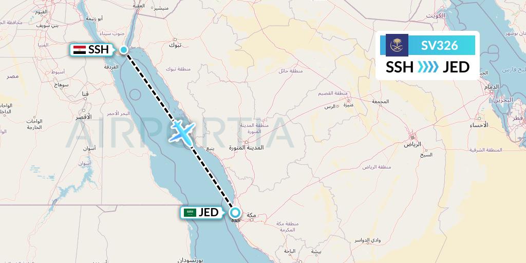 SV326 Saudi Arabian Airlines Flight Map: Sharm el-Sheikh to Jeddah
