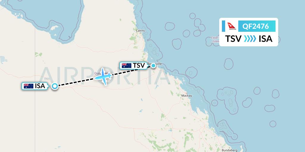 QF2476 Qantas Flight Map: Townsville to Mount Isa