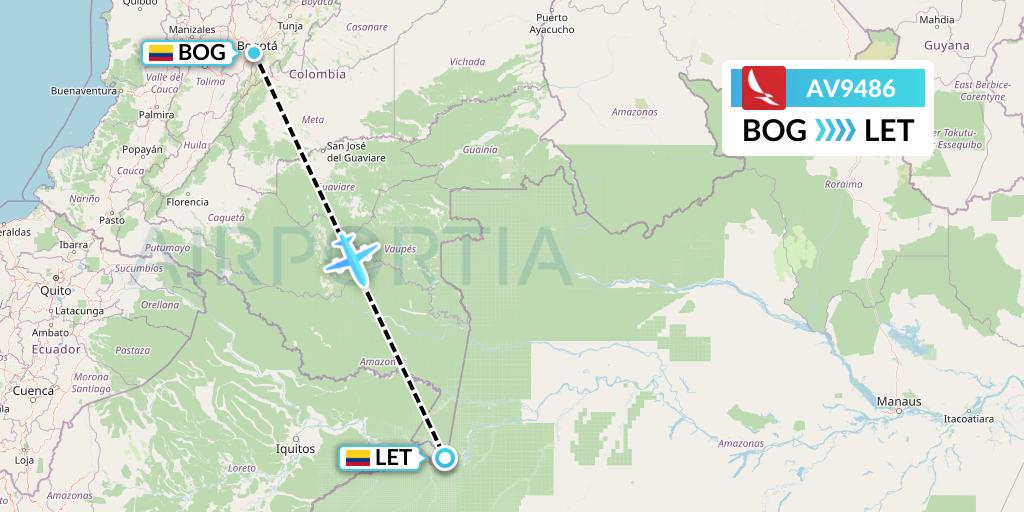 AV9486 Avianca Flight Map: Bogota to Leticia