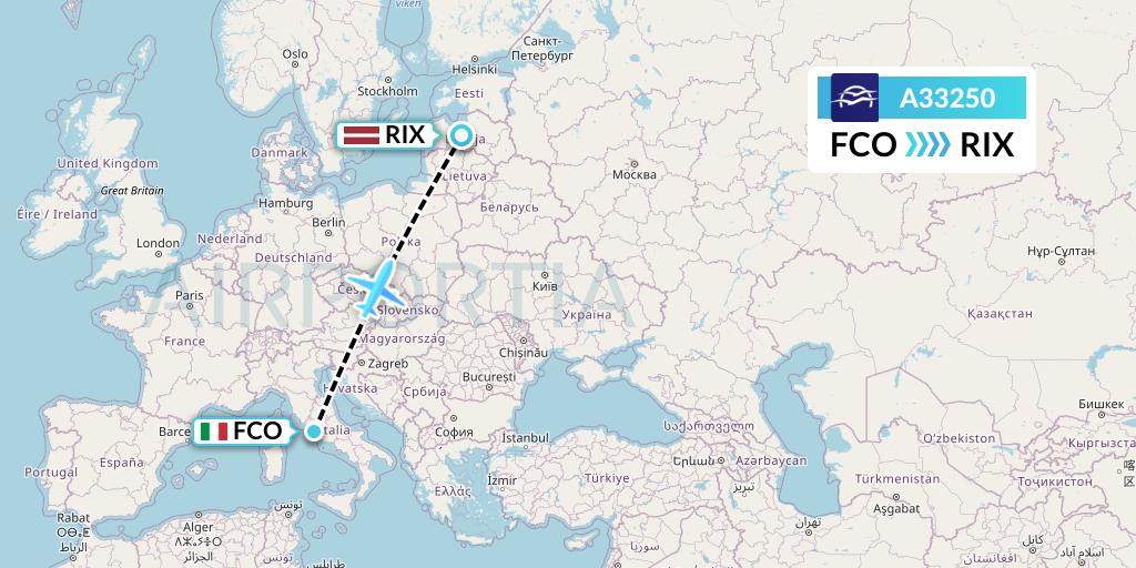 A33250 Aegean Airlines Flight Map: Rome to Riga