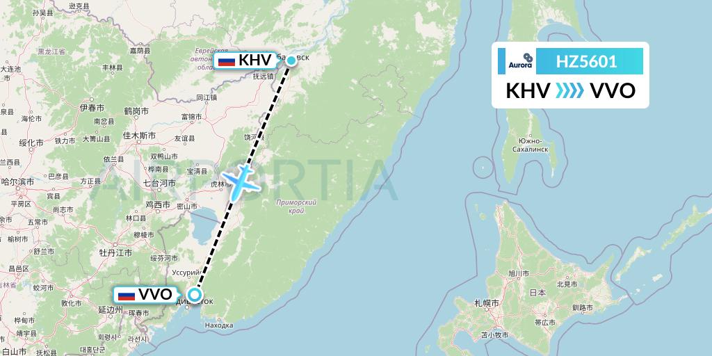 HZ5601 Aurora Flight Map: Khabarovsk to Vladivostok