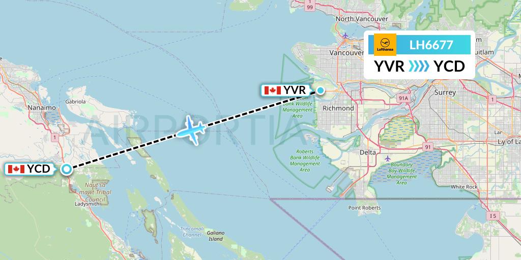 LH6677 Lufthansa Flight Map: Vancouver to Nanaimo