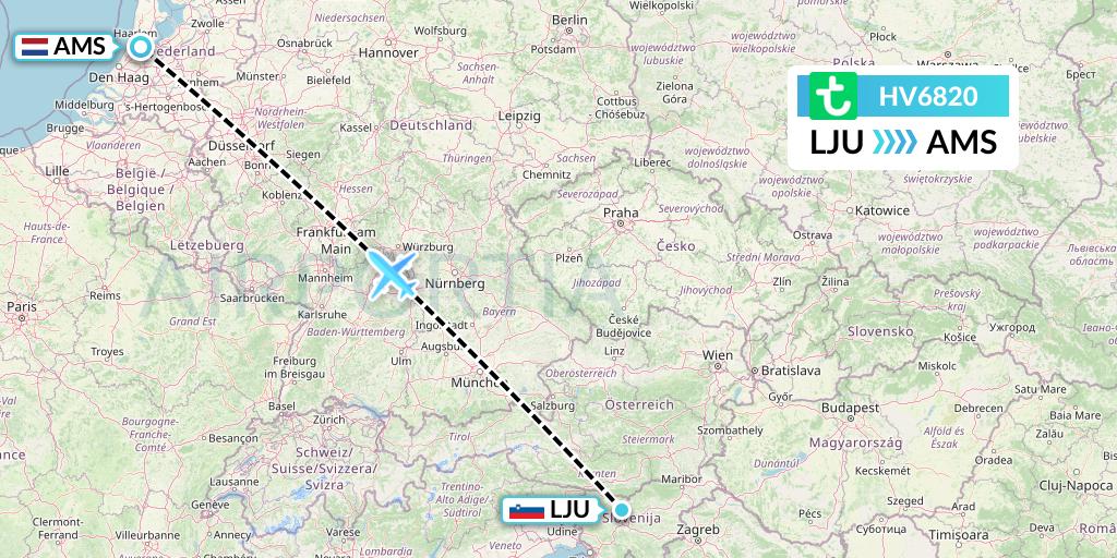 HV6820 Transavia Flight Map: Ljubljana to Amsterdam