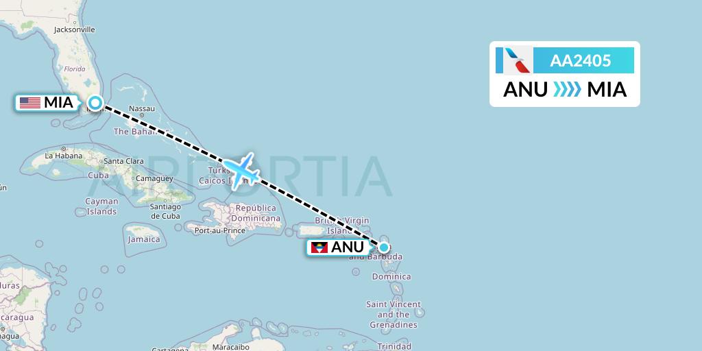 AA2405 Flight Status American Airlines Antigua to Miami (AAL2405)