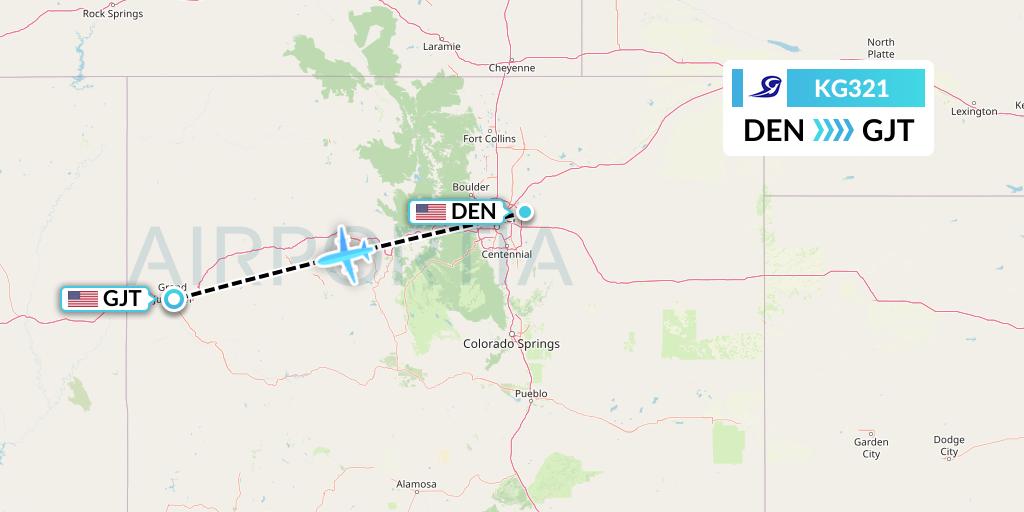 KG321 Key Lime Air Flight Map: Denver to Grand Junction