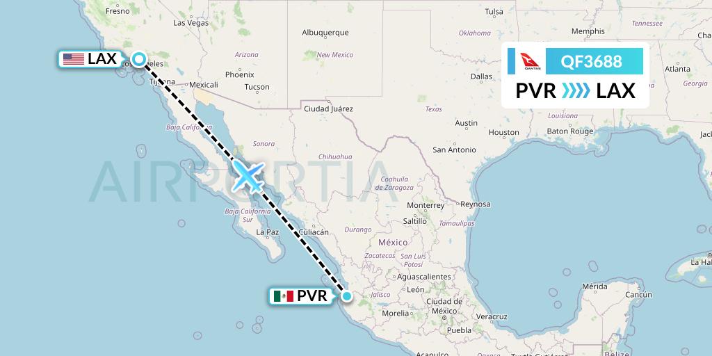 QF3688 Qantas Flight Map: Puerto Vallarta to Los Angeles