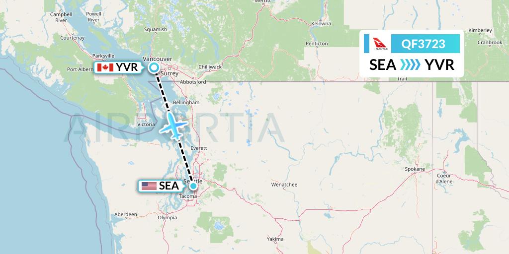QF3723 Qantas Flight Map: Seattle to Vancouver