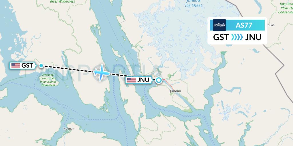 AS77 Alaska Airlines Flight Map: Gustavus to Juneau