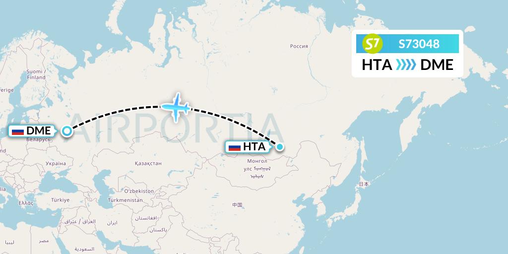 S73048 S7 Airlines Flight Map: Chita to Moscow