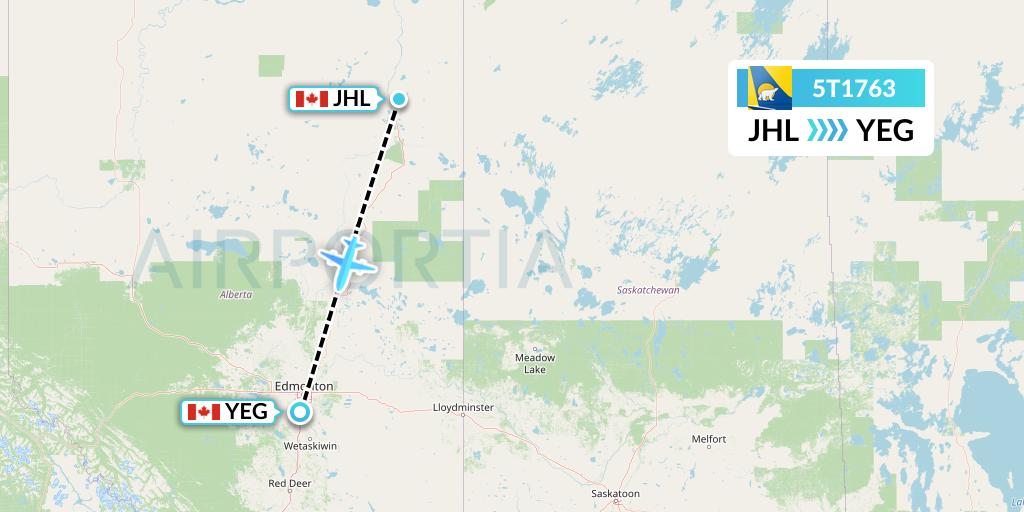 5T1763 Canadian North Flight Map: Fort MacKay to Edmonton