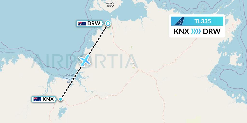 TL335 Airnorth Flight Map: Kununurra to Darwin