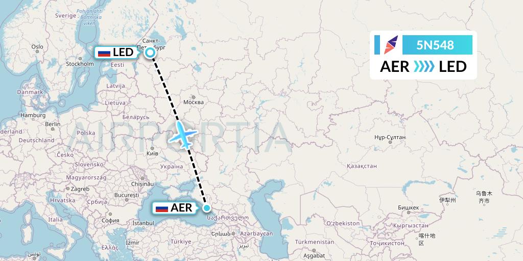 5N548 Nordavia Flight Map: Sochi to St. Petersburg