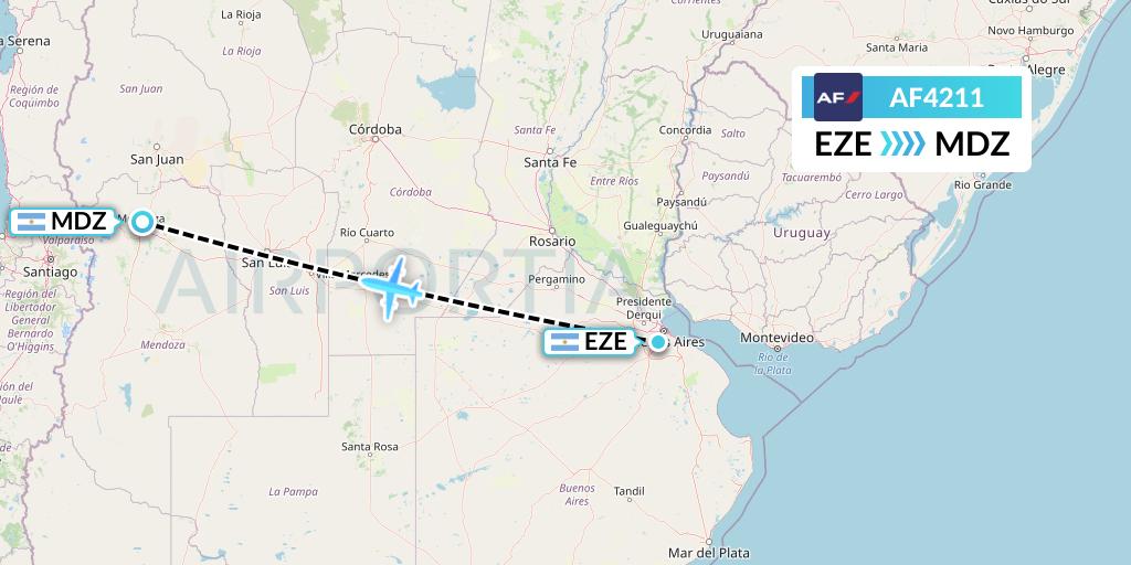 AF4211 Air France Flight Map: Buenos Aires to Mendoza