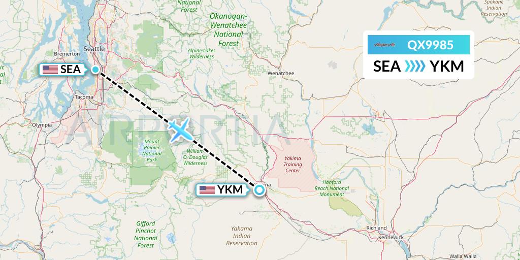 QX9985 Horizon Air Flight Map: Seattle to Yakima