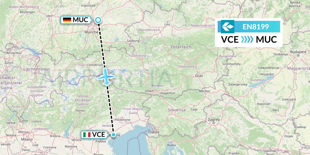 EN8199 Air Dolomiti Flight Map: Venice to Munich