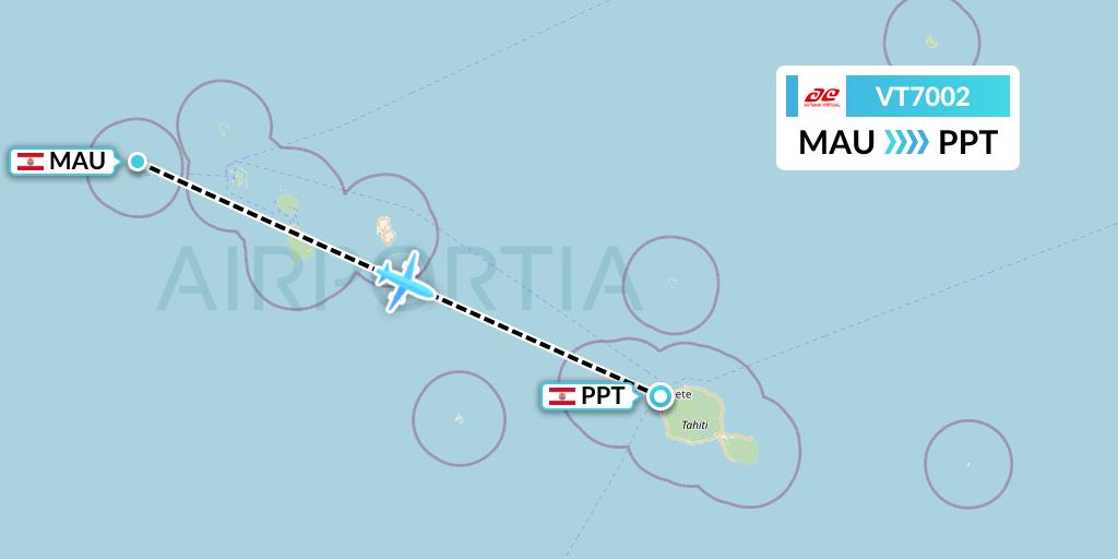 VT7002 Air Tahiti Flight Map: Maupiti to Papeete