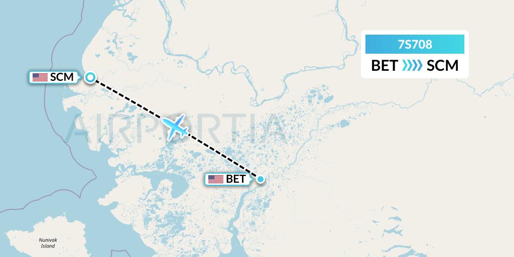 7S708 Ryan Air (USA) Flight Map: Bethel to Scammon Bay