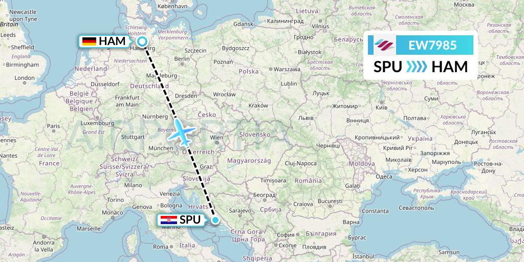 EW7985 Eurowings Flight Map: Split to Hamburg