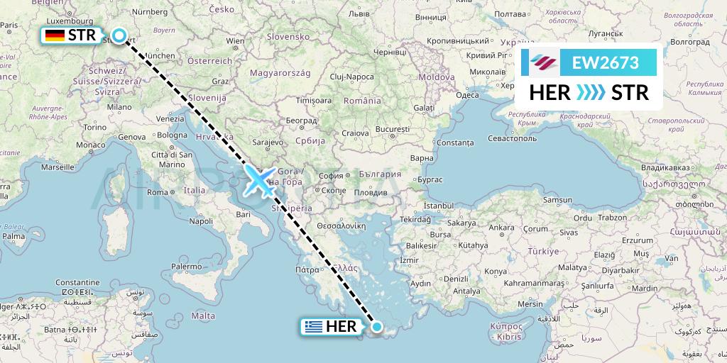 EW2673 Eurowings Flight Map: Heraklion to Stuttgart