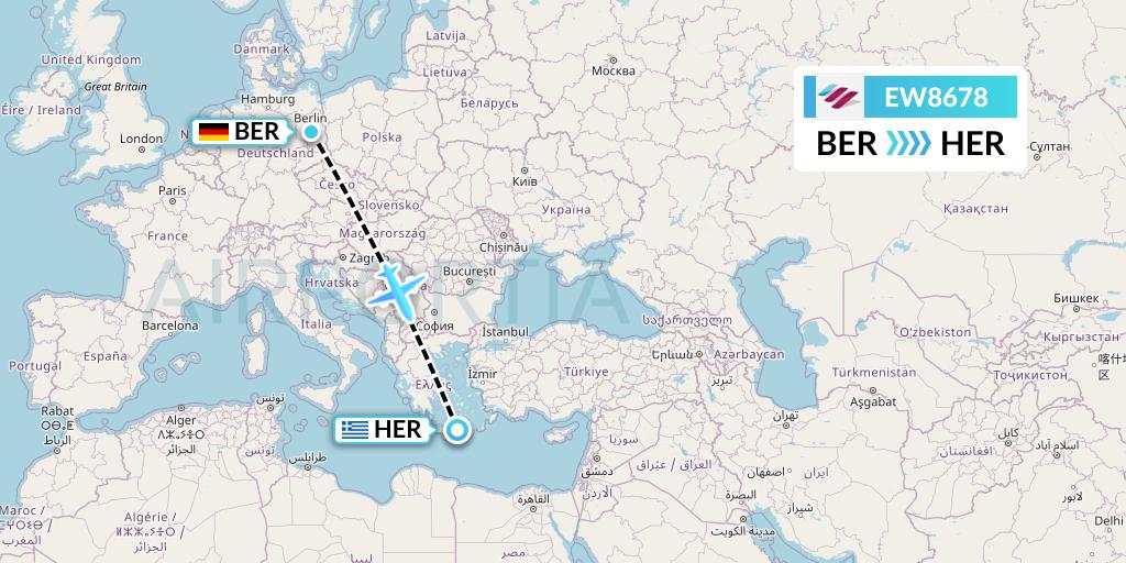 EW8678 Eurowings Flight Map: Berlin to Heraklion
