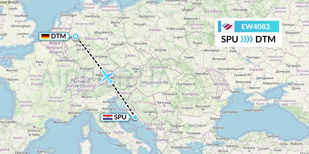 EW4083 Eurowings Flight Map: Split to Dortmund