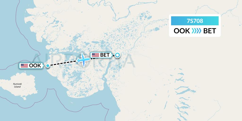 7S708 Ryan Air (USA) Flight Map: Toksook Bay to Bethel