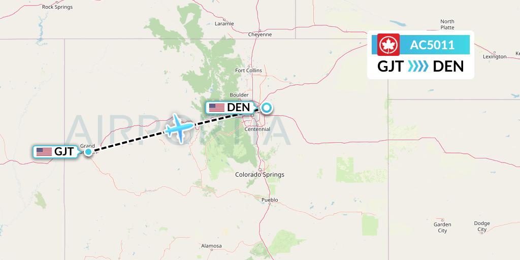 AC5011 Air Canada Flight Map: Grand Junction to Denver
