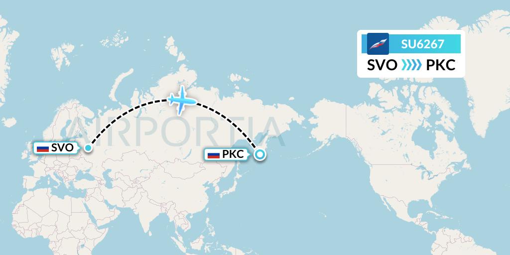 SU6267 Aeroflot Flight Map: Moscow to Petropavlovsk-Kamchatsky