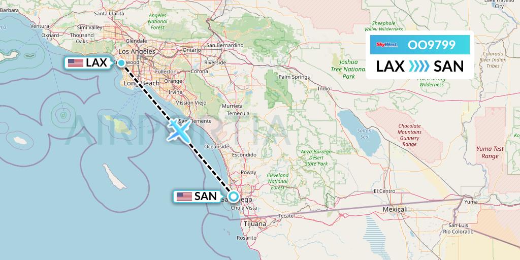OO9799 SkyWest Airlines Flight Map: Los Angeles to San Diego