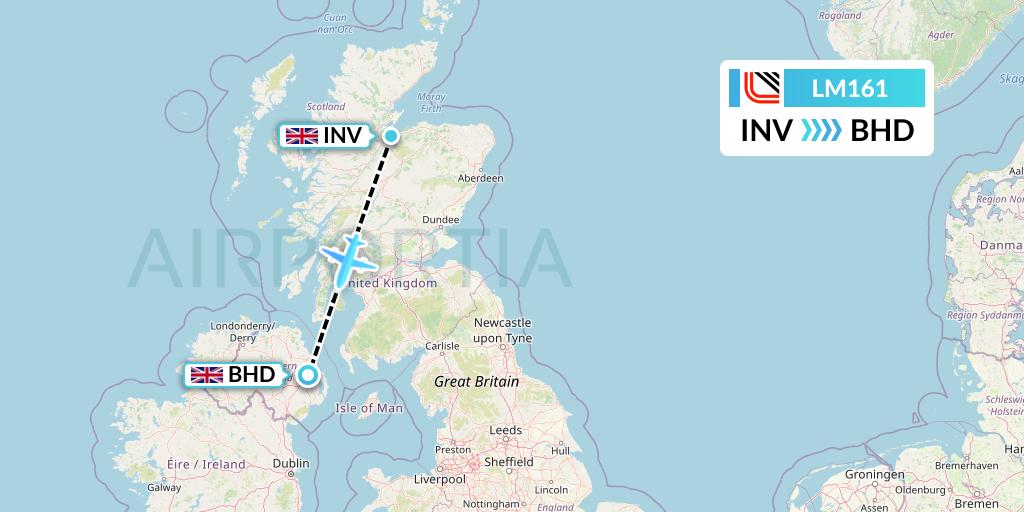 LM161 Loganair Flight Map: Inverness to Belfast
