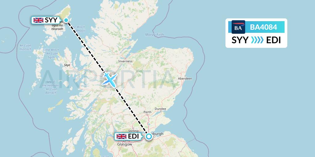 BA4084 British Airways Flight Map: Stornoway to Edinburgh